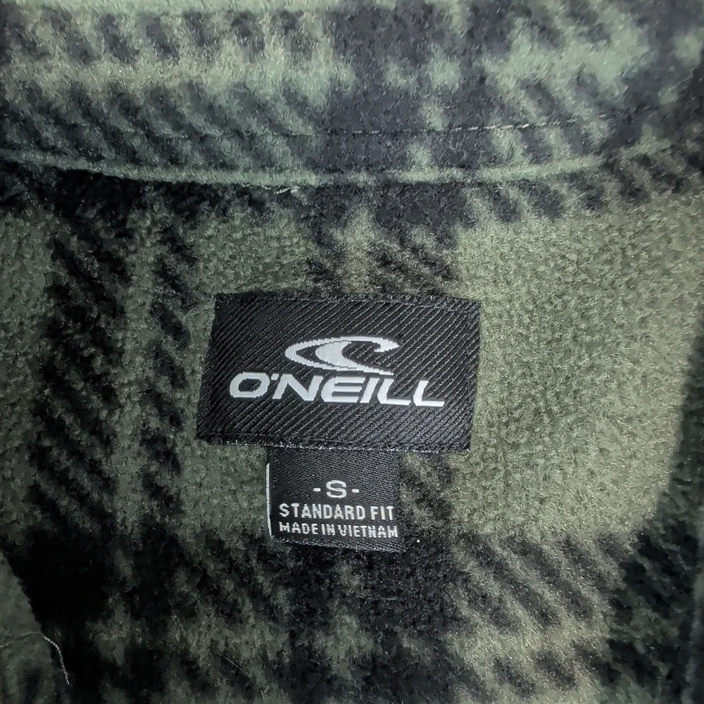 O'Neill Gorpcore Plaid Fleece Shirt Jacket Mens Small Green Snap Front Shacket